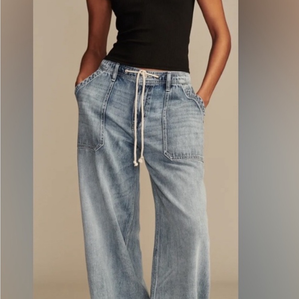 Lucky Brand Wide-Leg Blue Women’s Jeans with Drawstring Waist SizeXS